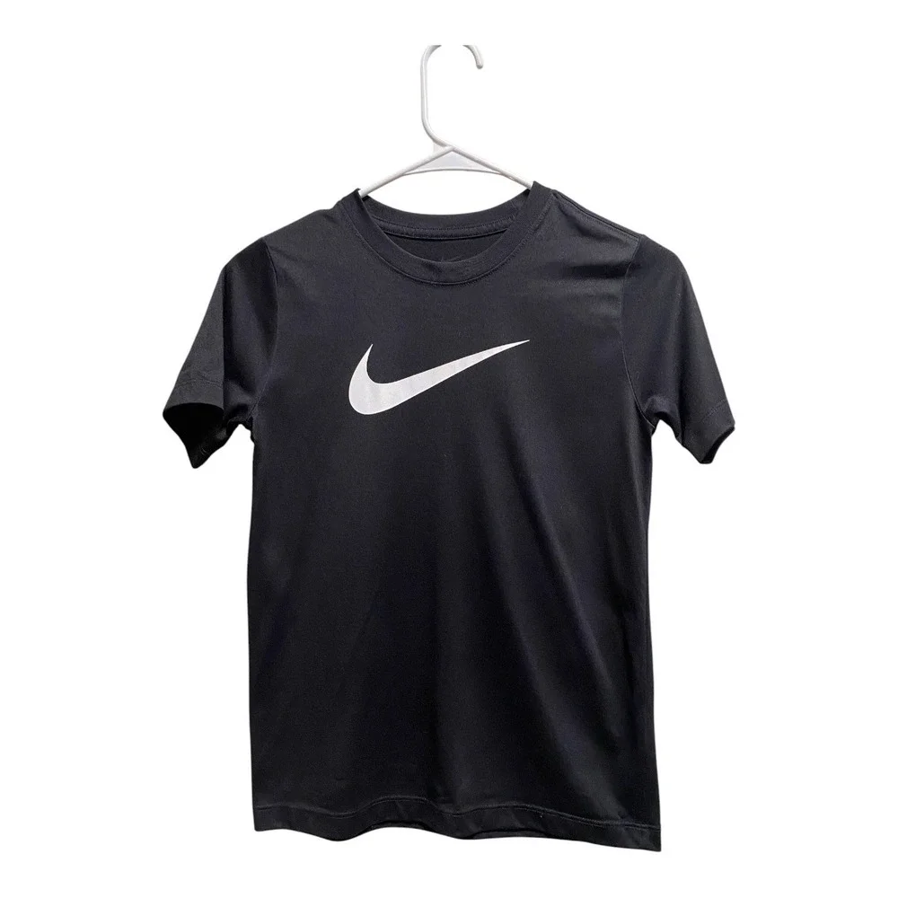 Nike Dri-FIT Boys Black Swoosh Athletic T-Shirt Size Medium 10-12